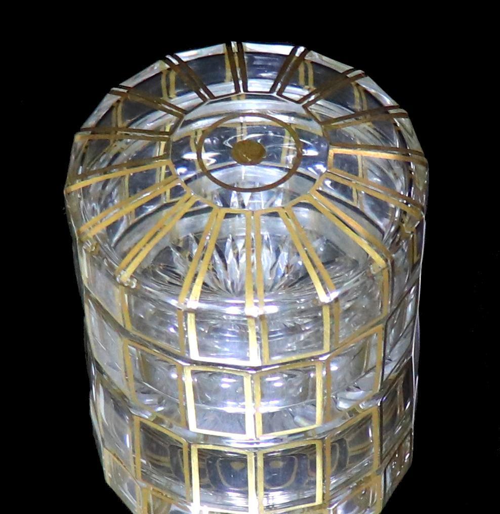 オールド・バカラ 究極の逸品 1910年頃 多面体切子24金彩装飾蓋物 ゴールド
