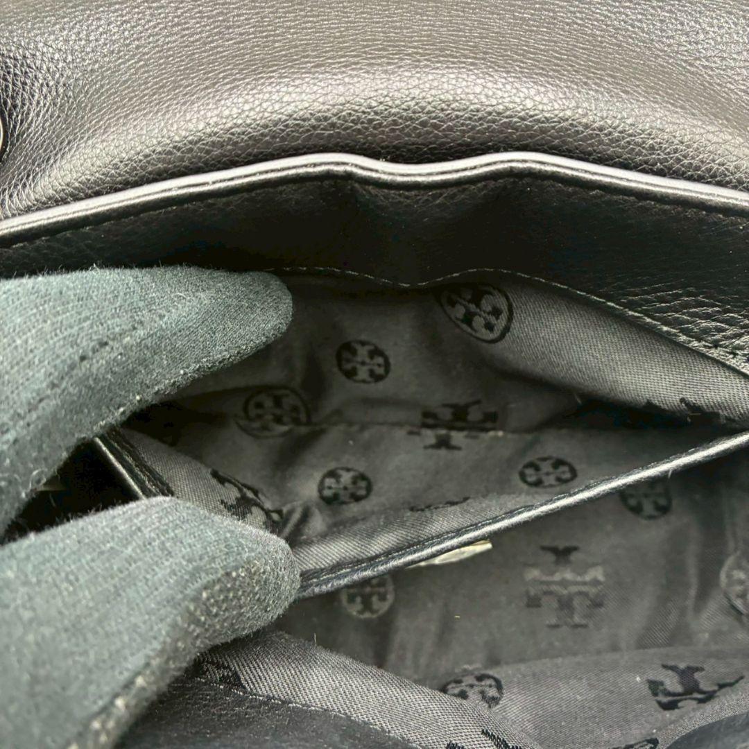 美品 トリーバーチ マックグロー ショルダーバッグ ウォレット 黒 シボ革