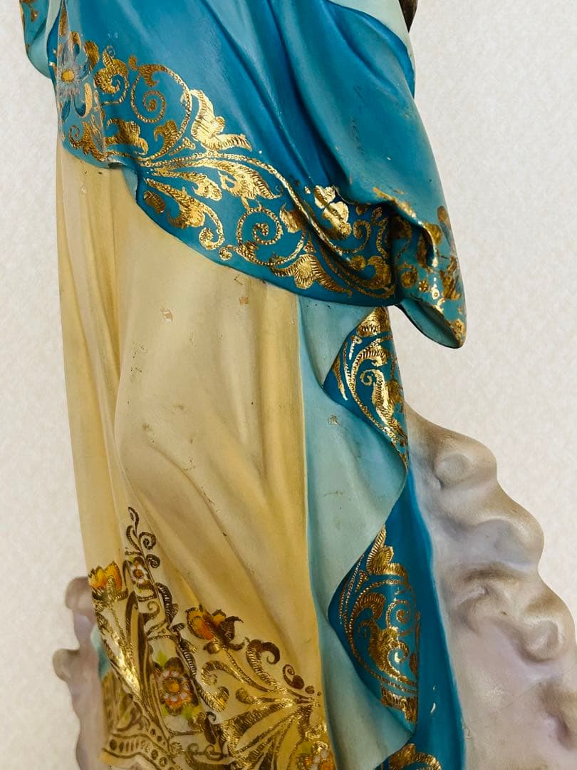 【超超希少美顔】✞無原罪の御宿り 胸に手を当てる聖母マリア像　宗教彫刻