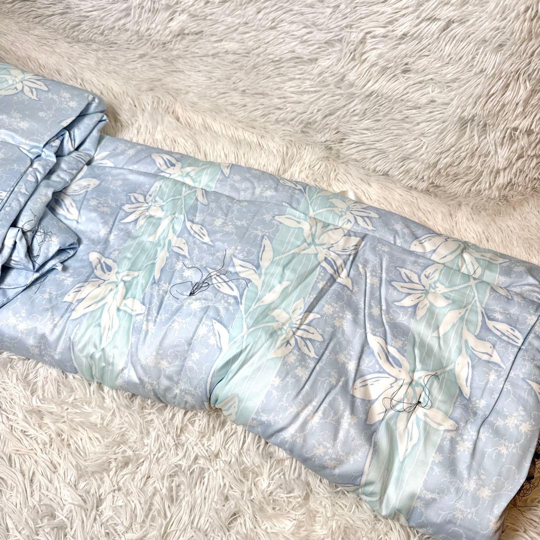 未使用 西川 真綿肌掛け布団 1kg シングル シルク100% ブルー 日本製