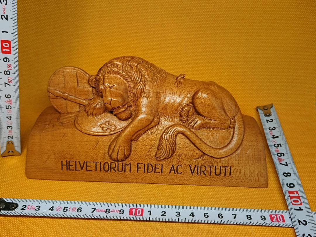 【美品】ライオン　木彫　ヨーロッパ　置物　インテリア　工芸品　美術品　A3371