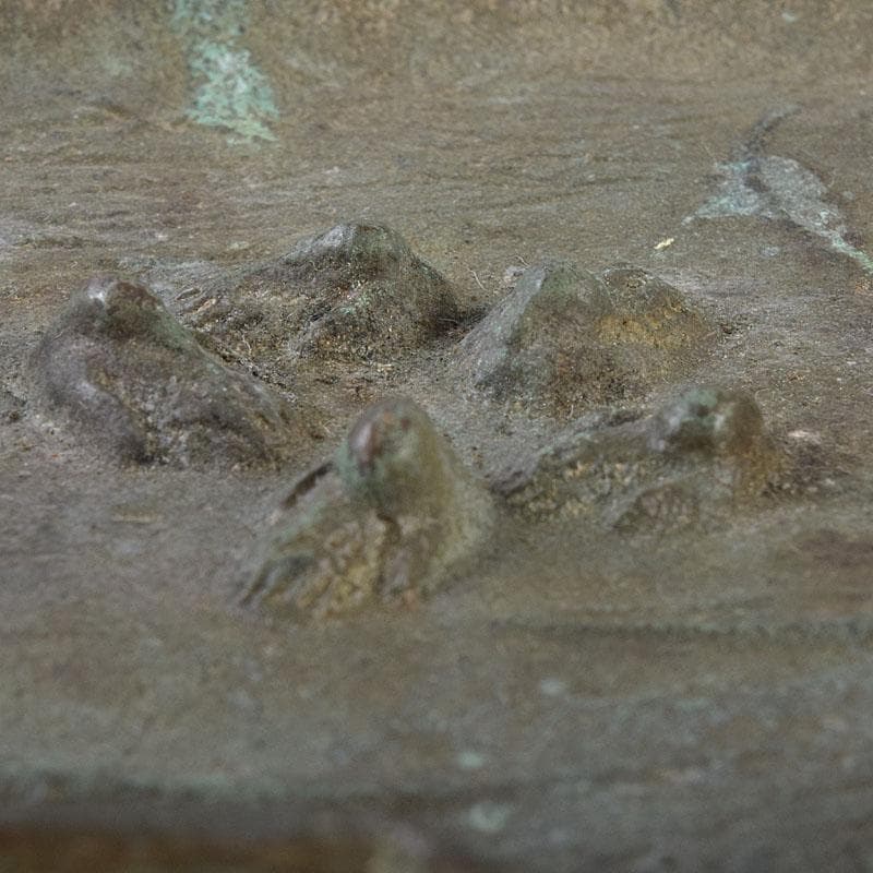 十三世　金谷五良三郎作　青銅瑞鶴巣籠灰皿　共箱　C　R8959