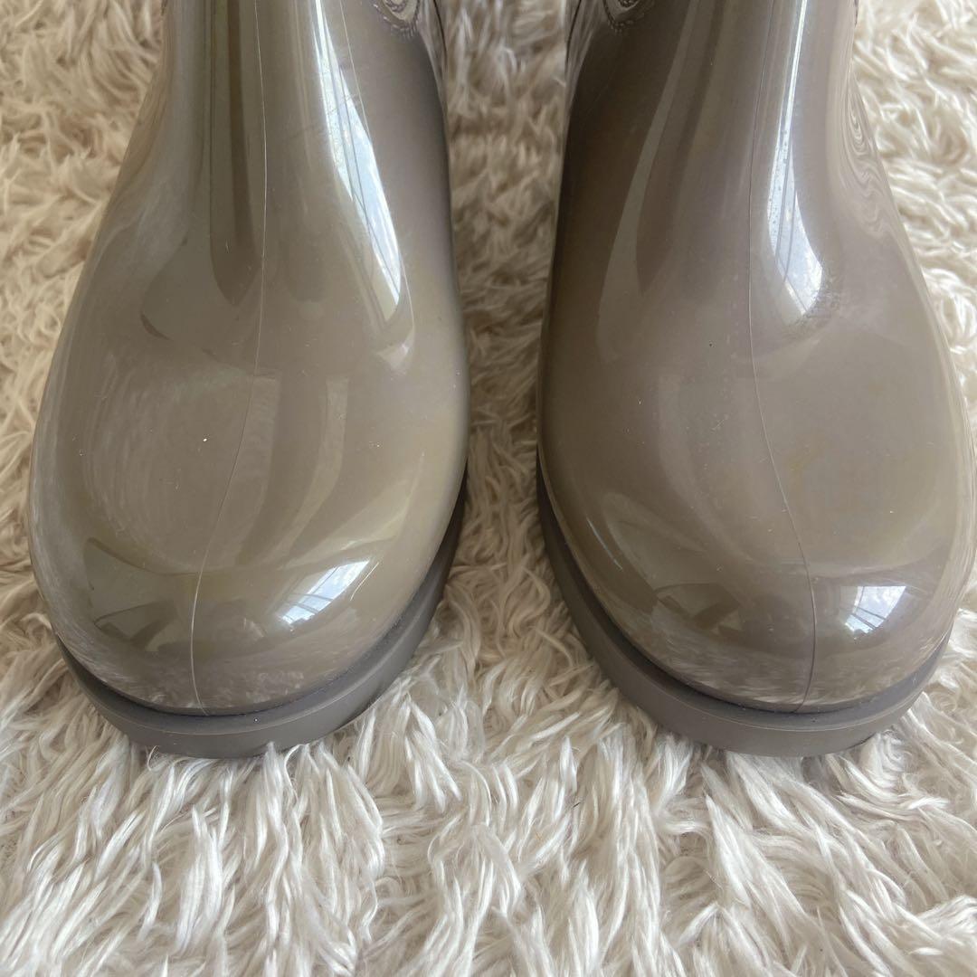 プラダ　レインブーツ　三角ロゴ　グレージュ　36 長靴　ラバー素材