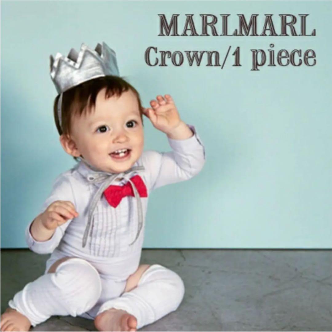 美品MARLMARLロンパース　ニットパンツニット帽子クラウンエプロン5点セット