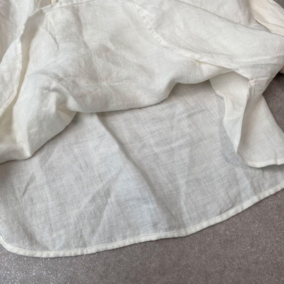 little suzie リトルスージー ギャザー襟ブラウス　白　リネン