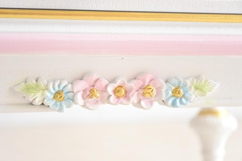 ロココ調 ガラス天板付き ミニチェスト/ナイトテーブル