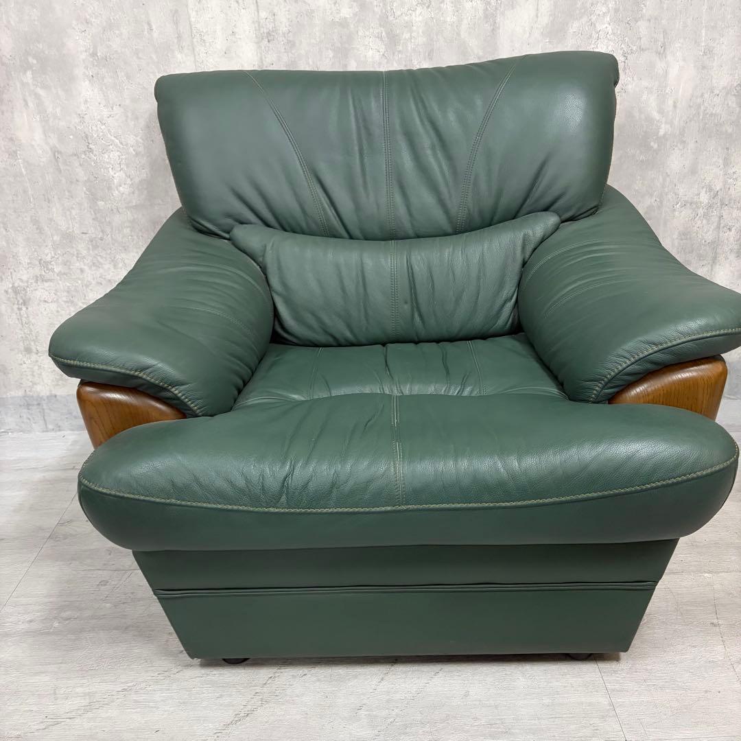 カリモク 1人掛けソファ 牛革　1p