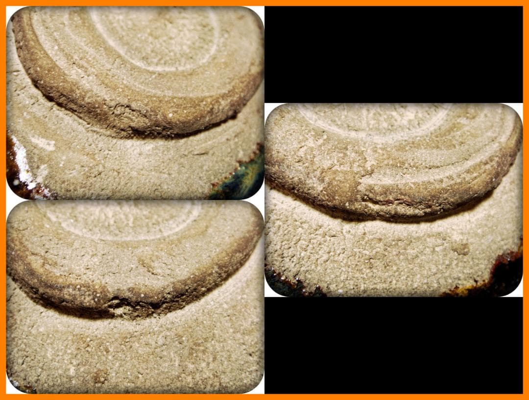 739『飴釉 十字紋 クロス 沓茶碗』　/骨董品 古美術 アンティーク 古玩