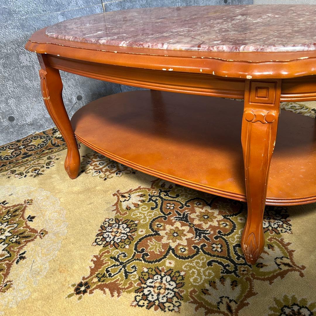 ꧁クラシック家具꧂大理石リビングテーブル センター ロー ソファ 机 猫脚