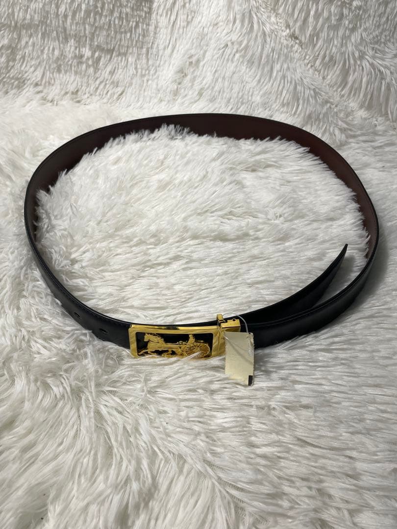 美品　CELINE セリーヌ 馬車 バックル レザーベルト 黒 イタリア製