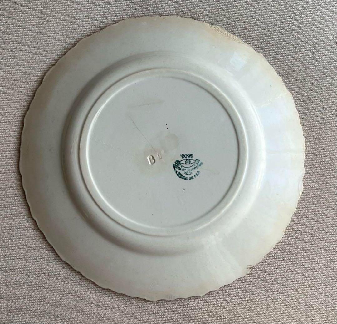 bbw01 フランス クレイユエモントロー プレート 金彩 青アザミ 5枚