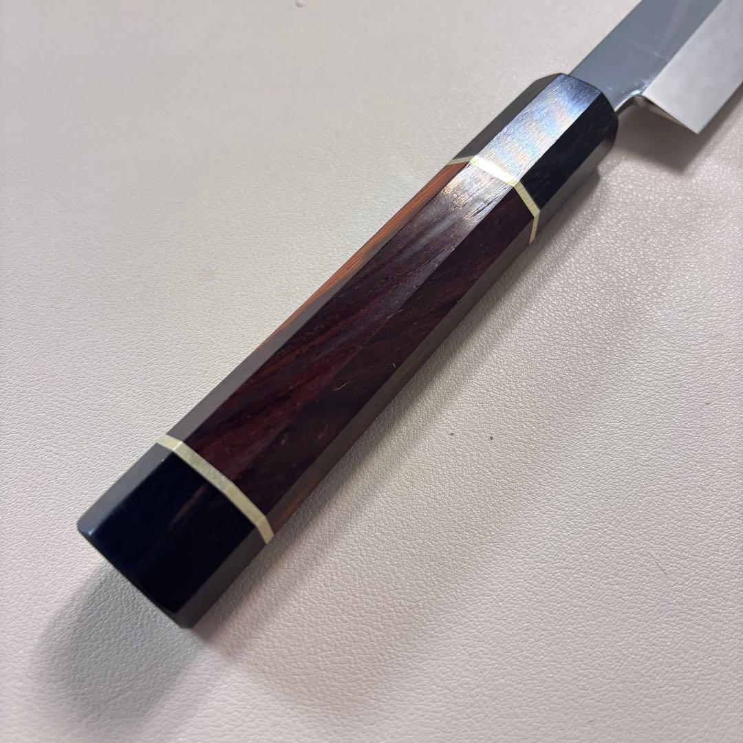 270mm 切付柳刃包丁 鏡面　天然木八角柄 刺身包丁 「全鋼」'ᘲ