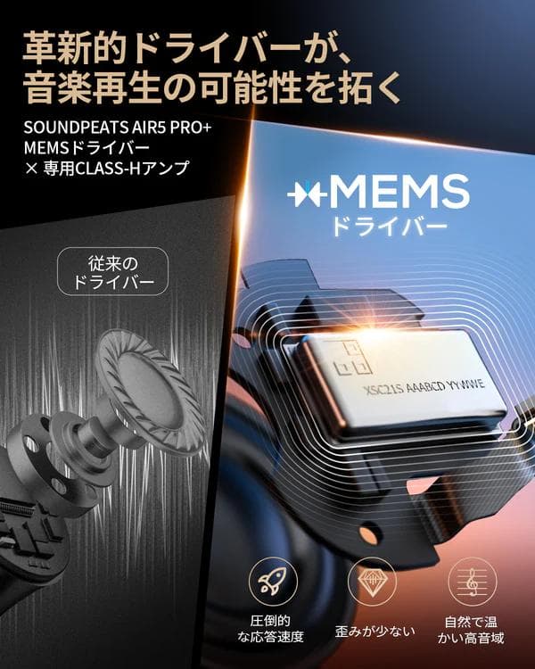 t*2様 SOUNDPEATS Air5 Pro+ ワイヤレスイヤホン