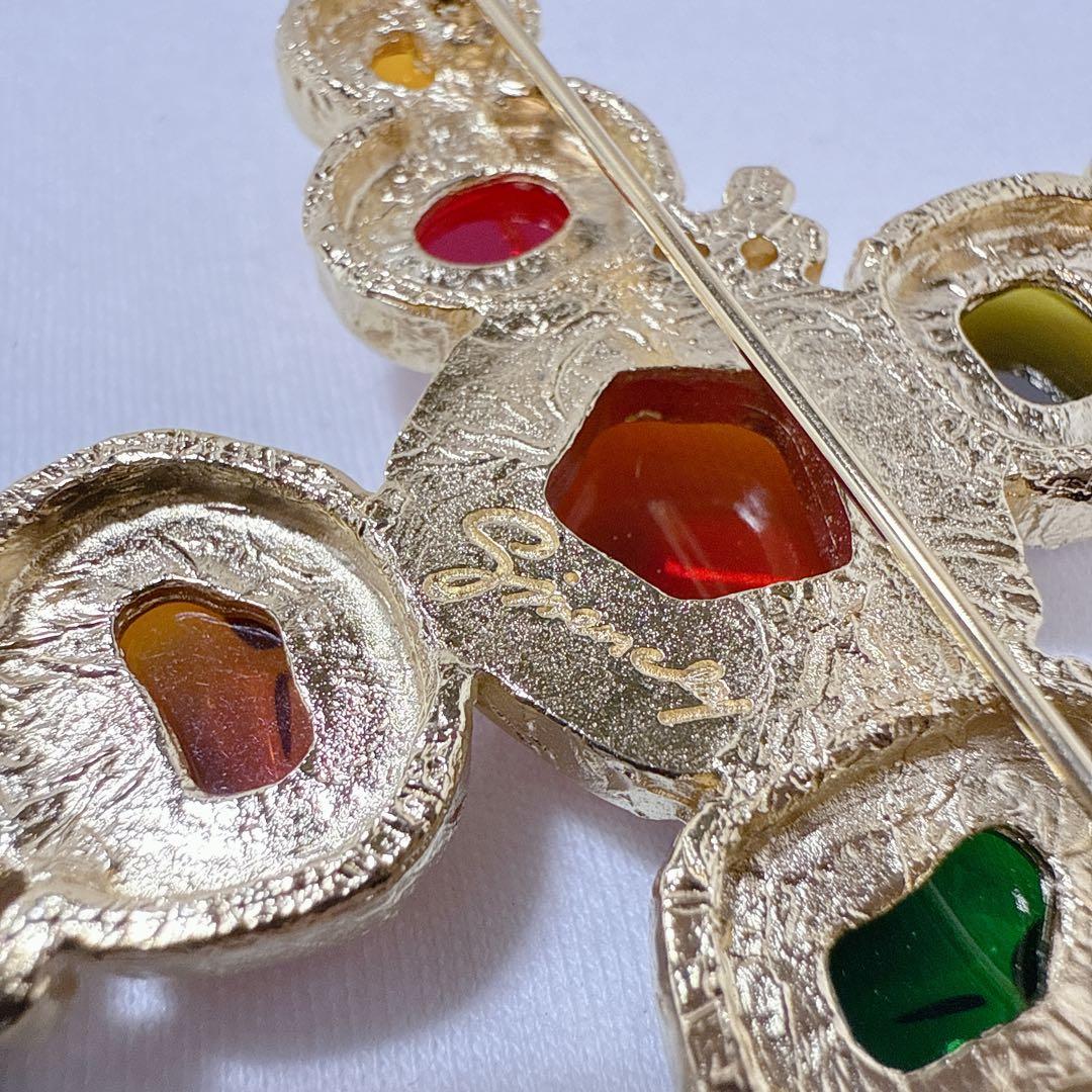 ヴィンテージ GIVENCHY ジバンシー マルチカラー クロス ブローチ