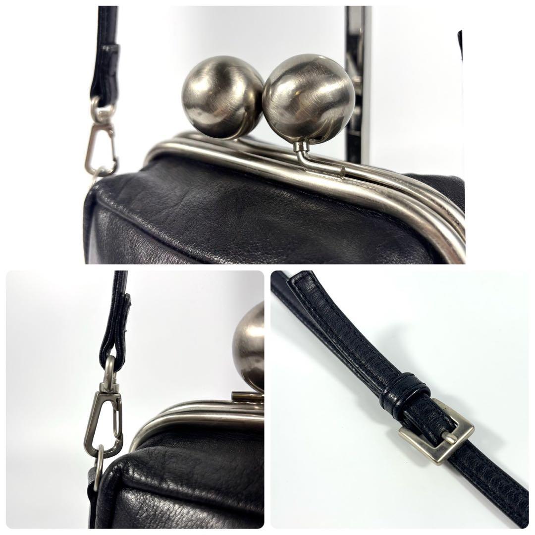 ✨極美品✨カワカワ ショルダーバッグ がま口 ミニ スクエア ボックス 黒