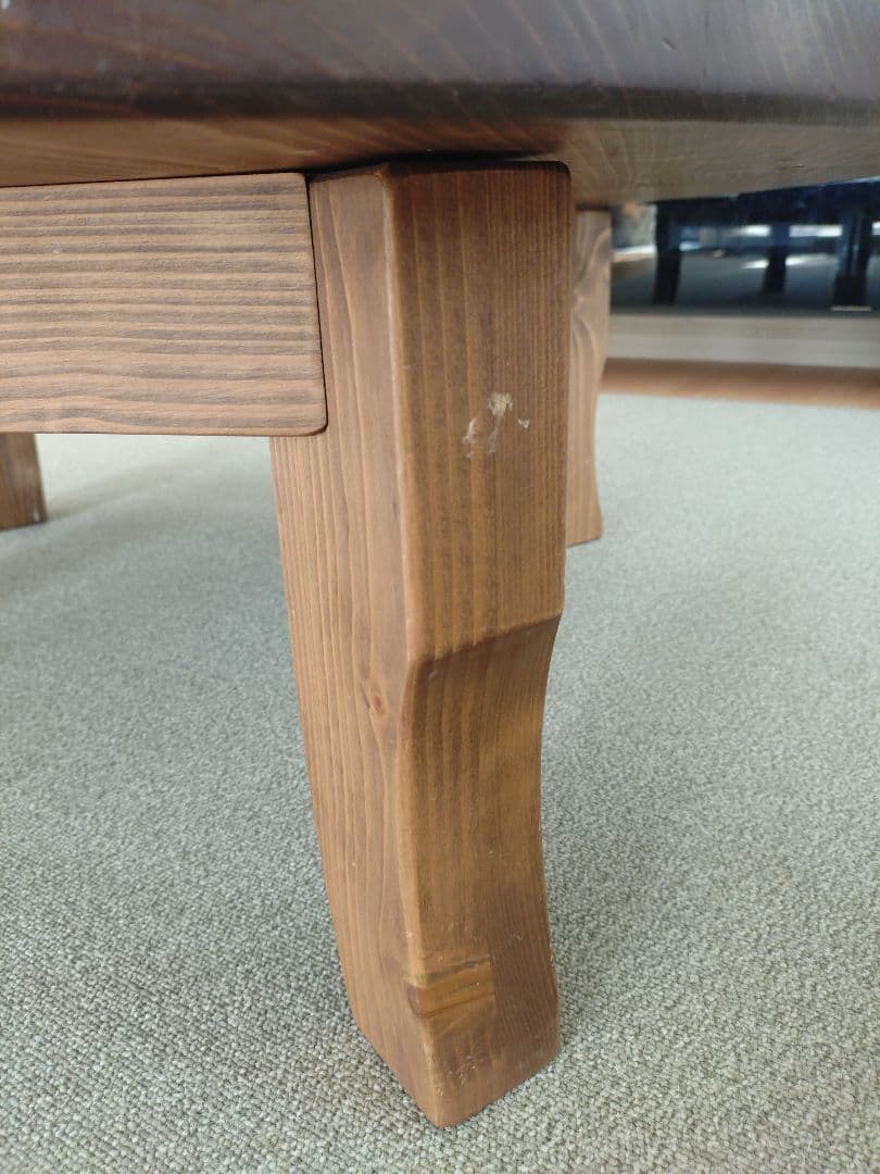 【発送は2月中旬頃を予定】テーブル 円卓 ちゃぶ台 猫脚 無垢材 ダークブラウン