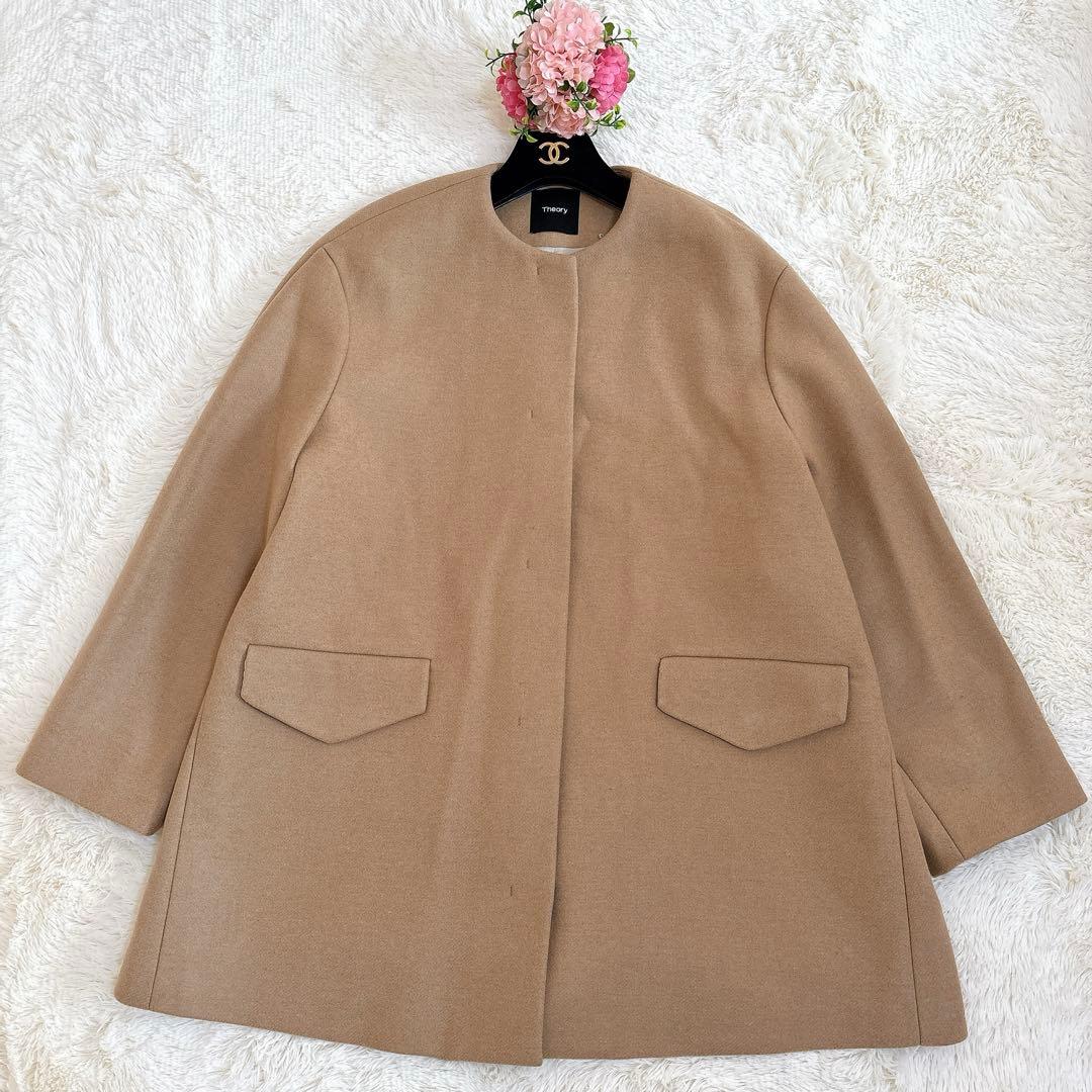 2024年モデル☆セオリー ウールメルトン ケープ コート キャメル