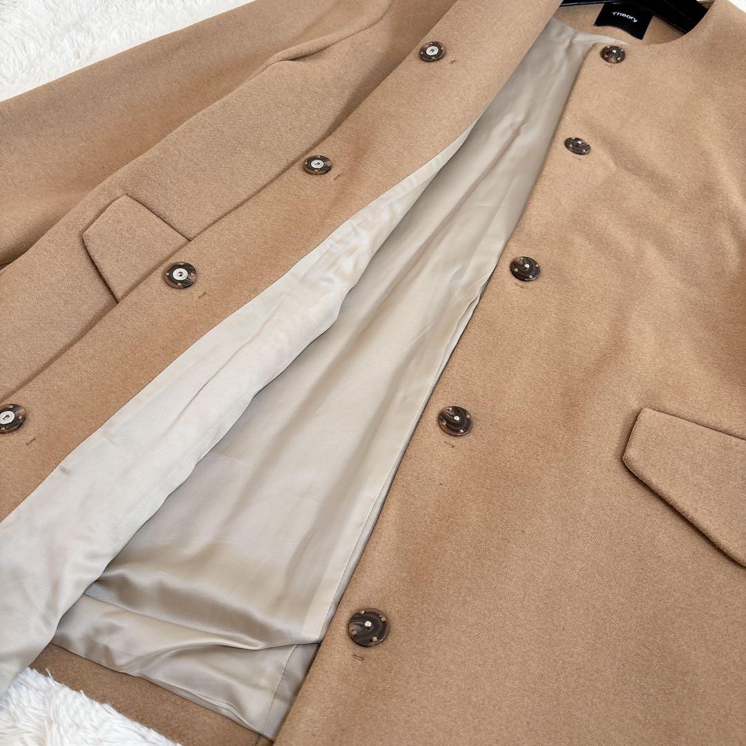 2024年モデル☆セオリー ウールメルトン ケープ コート キャメル