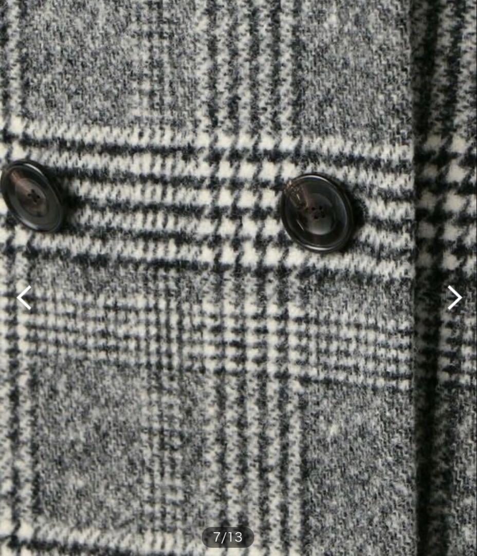 美品 トゥモローランド カシミヤ ブロークングレンチェックダブルブレストコート