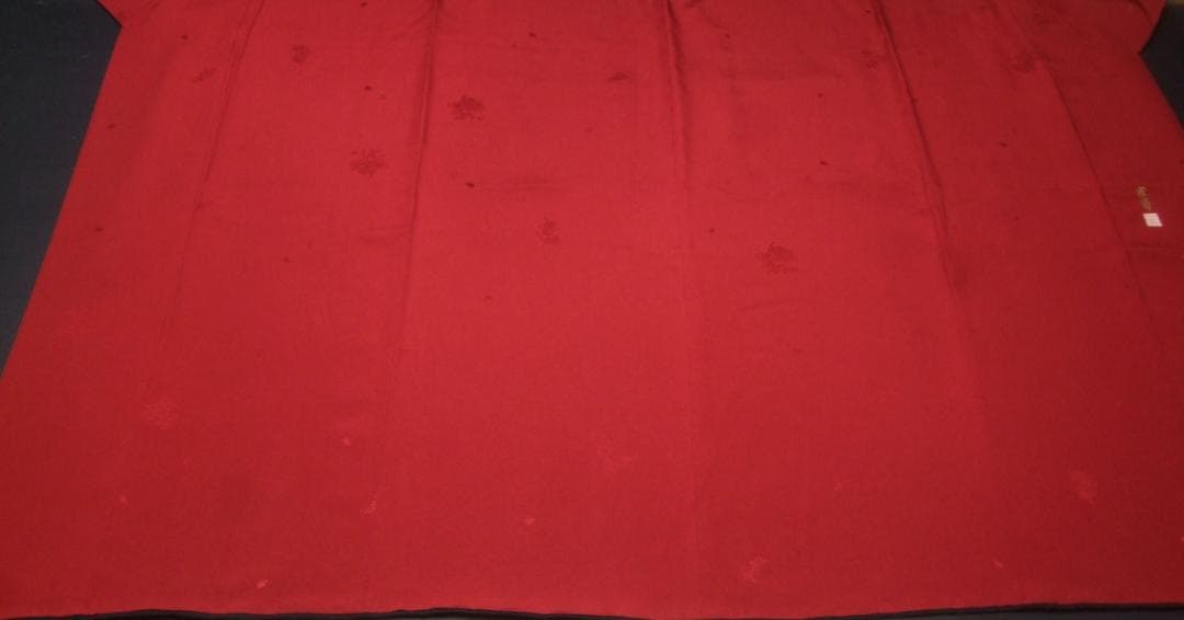 山本寛斎/赤無地桜地紋/比翼仕立て 振袖フルセット　ｍ55　成人式