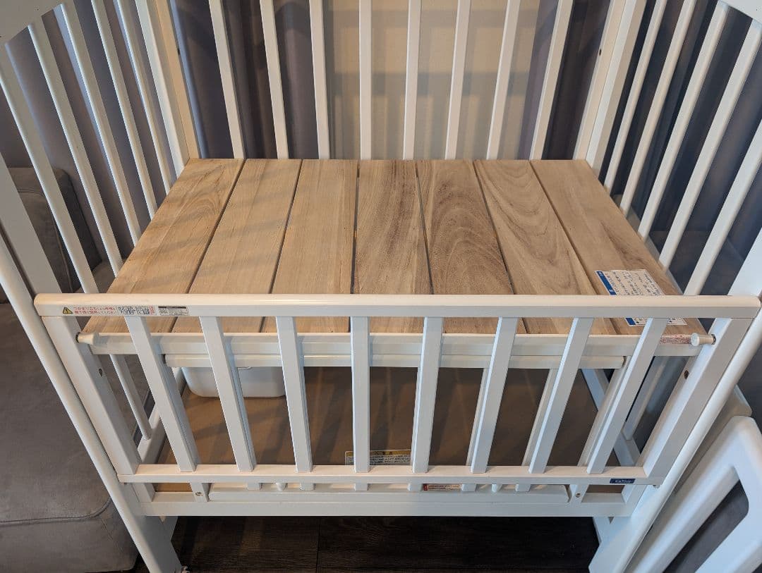 KATOJI　ハイポジションミニベッド アーチ（ホワイト）木製ベビーベッド