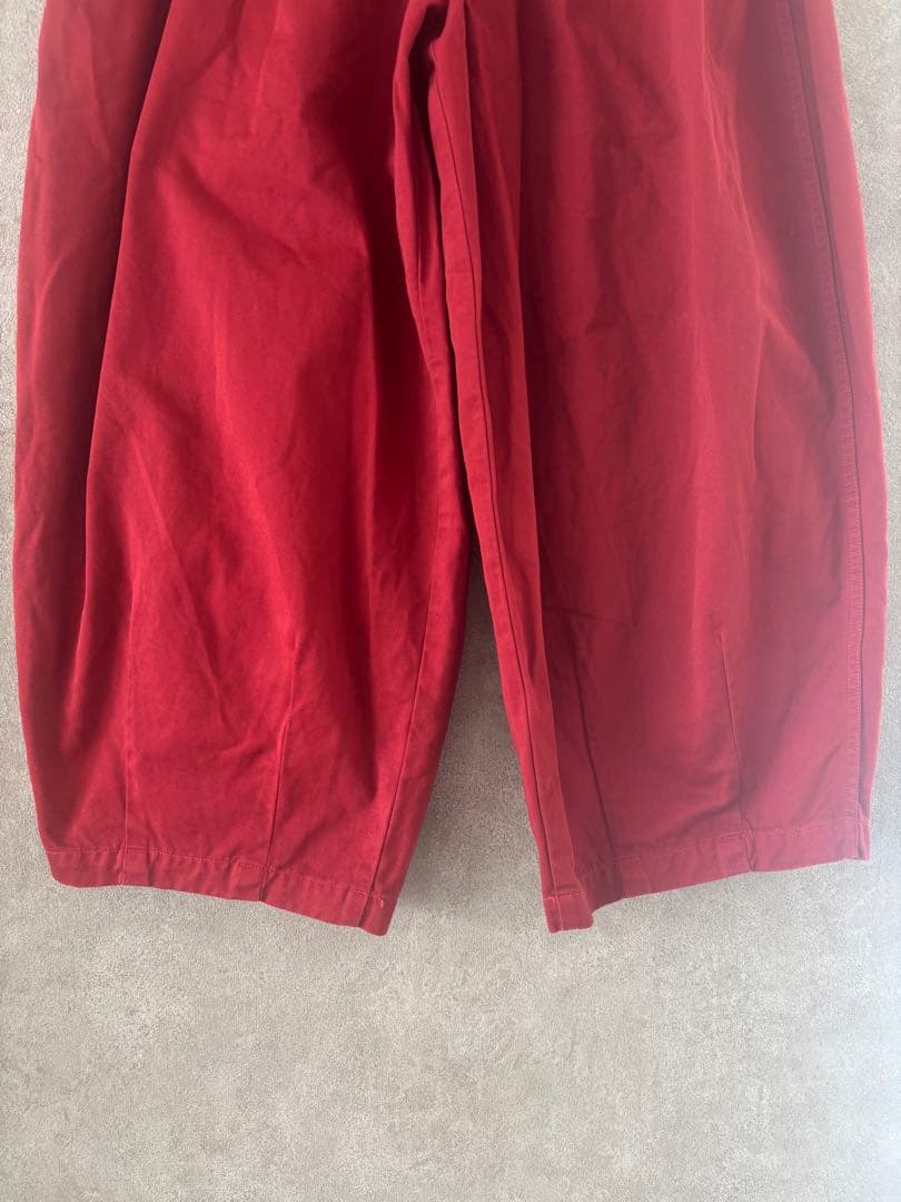 ハーベスティ　コットンチノクロスサーカスパンツ　ワイド　レッド　2　美品