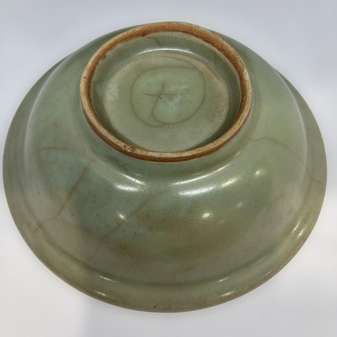 金魚浮彫り 緑色平皿