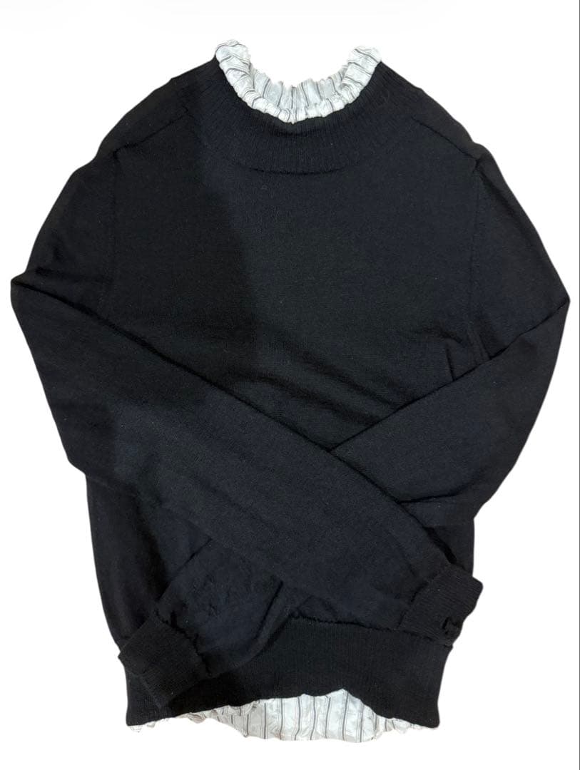 極美品 メゾンマルジェラ ダメージ加工レイヤードニット Lサイズ