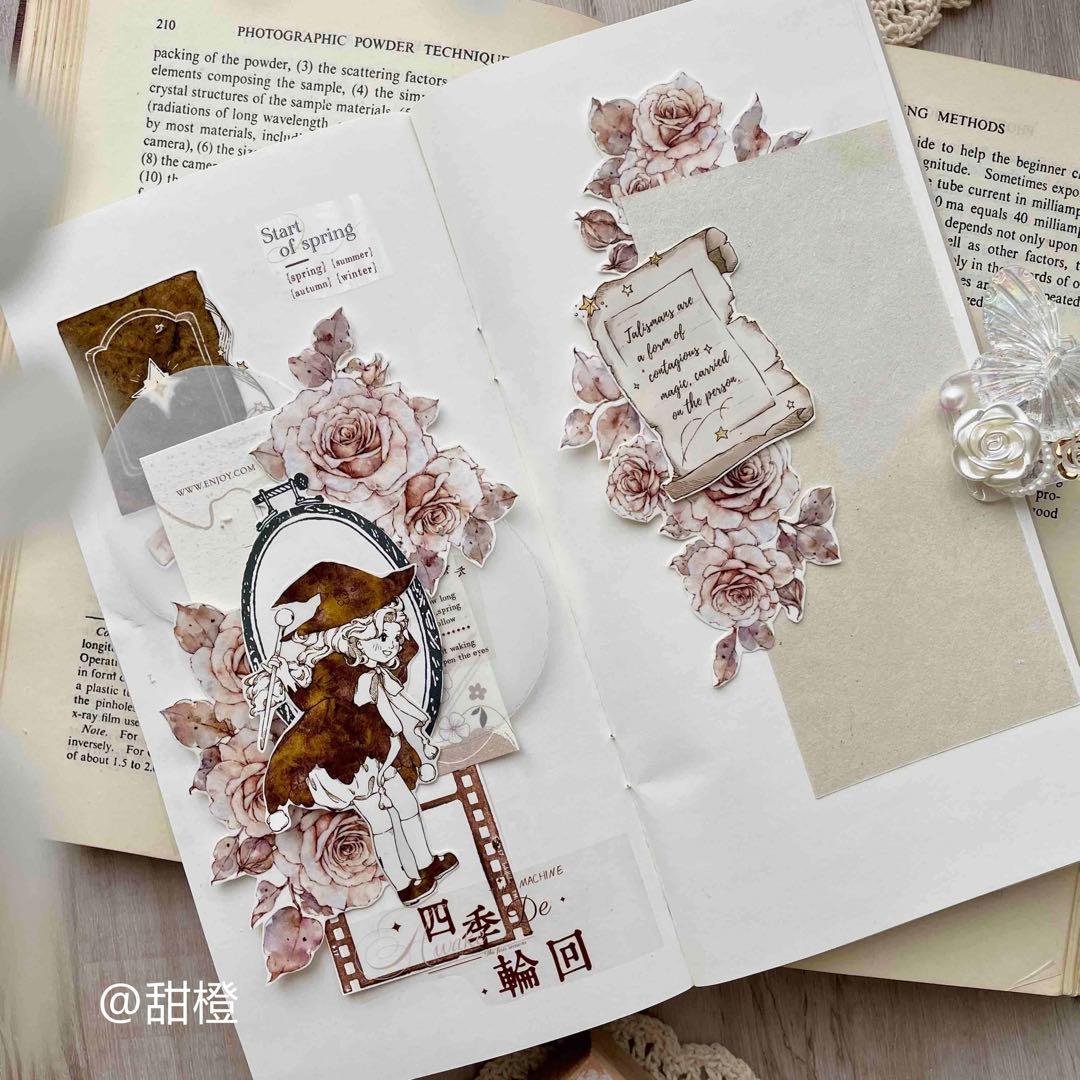 新品　月下温柔　和紙花マスキングテープ　マステ　6m