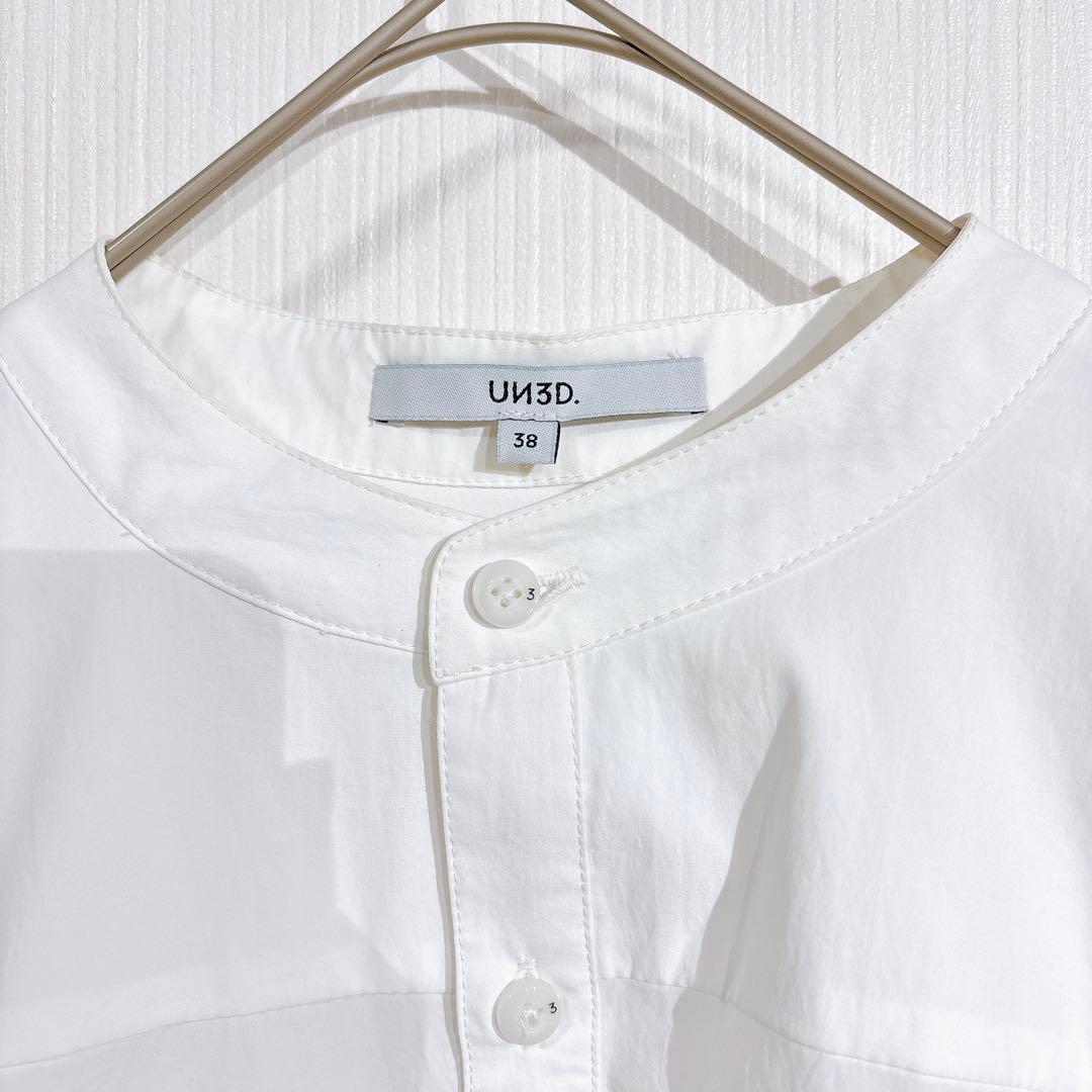 UN3D. アンスリード　パターンミックスシャツ　アシンメトリー　ホワイトシャツ