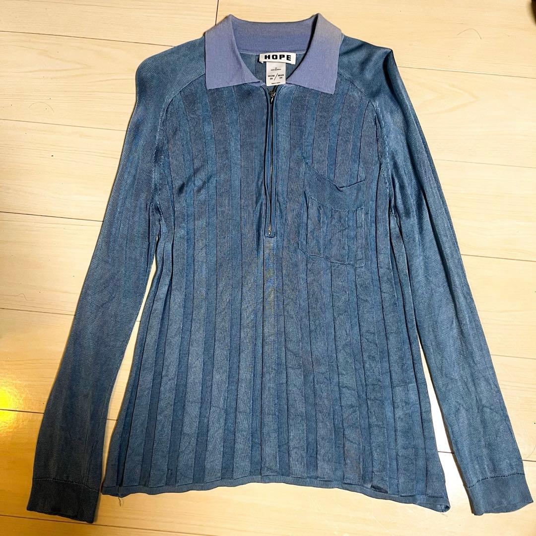 【定価4.7万】HOPE ポロニット　セーター　ブルー