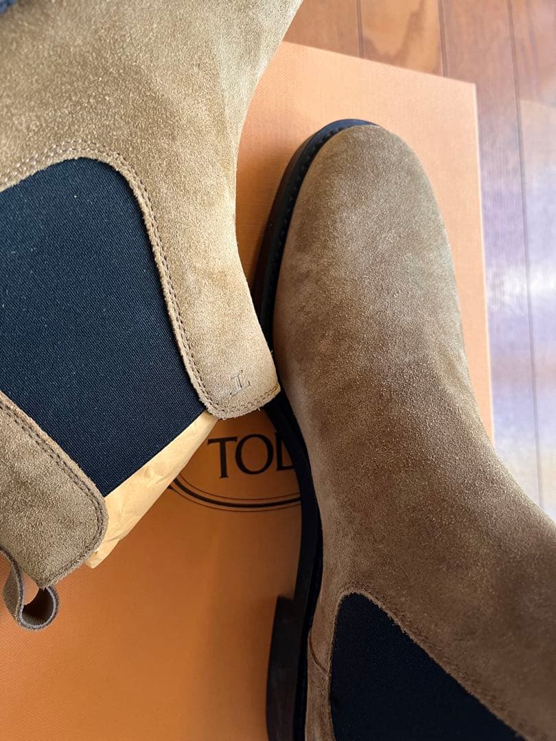 新品 未使用 TOD'S スエード ショートブーツEU38 キャメル 25cm