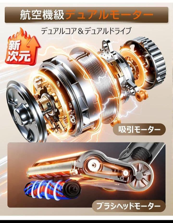 掃除機 コードレスLEDライト付き65Kpa強力吸引収納充電スタンド　軽量