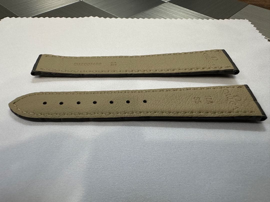 【純正品】OMEGA グレーアリゲーターレザーストラップ 19mm