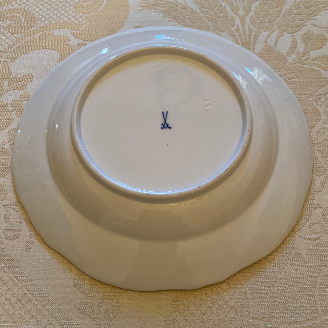 【古マイセン】金彩 花絵皿「ノイマルセイユ／ブーケと昆虫」No.12 ※難有り