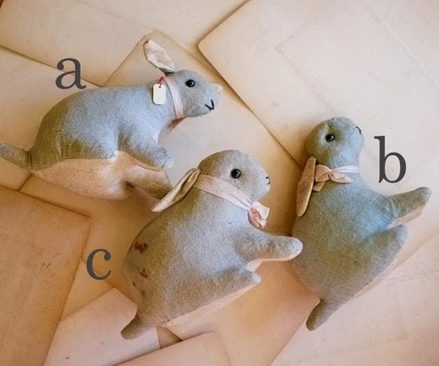 フランス 青いうさぎさんと薔薇色のリボンa ドール テディベア アンティーク