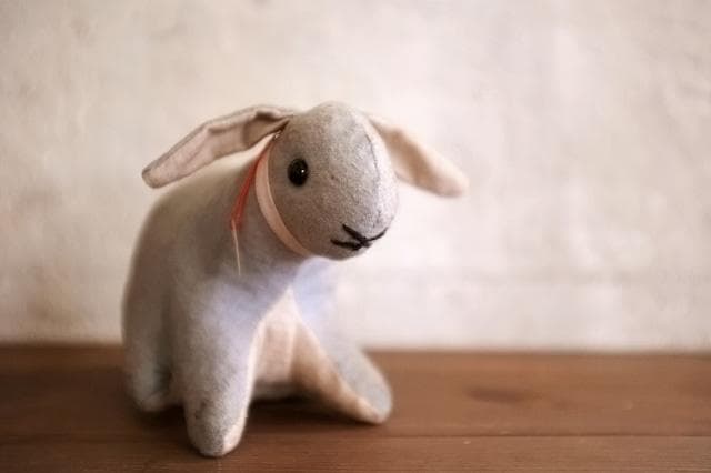 フランス 青いうさぎさんと薔薇色のリボンa ドール テディベア アンティーク