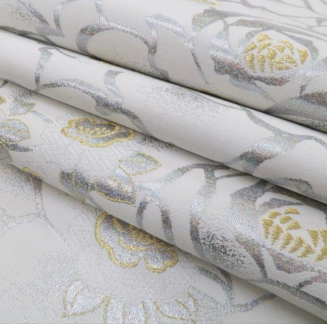 薔薇着物 正絹\"特別な色で満開のバラの園\"袋帯