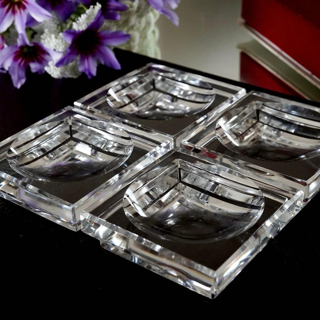 美品★オ－ルドバカラBACCARAT★バターディッシュ 皿★調味料 塩入れ★4客