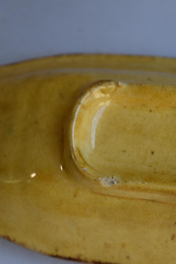 美品フランス19世紀　デュルフィー窯　ラヴィエ皿　アンティーク　民藝