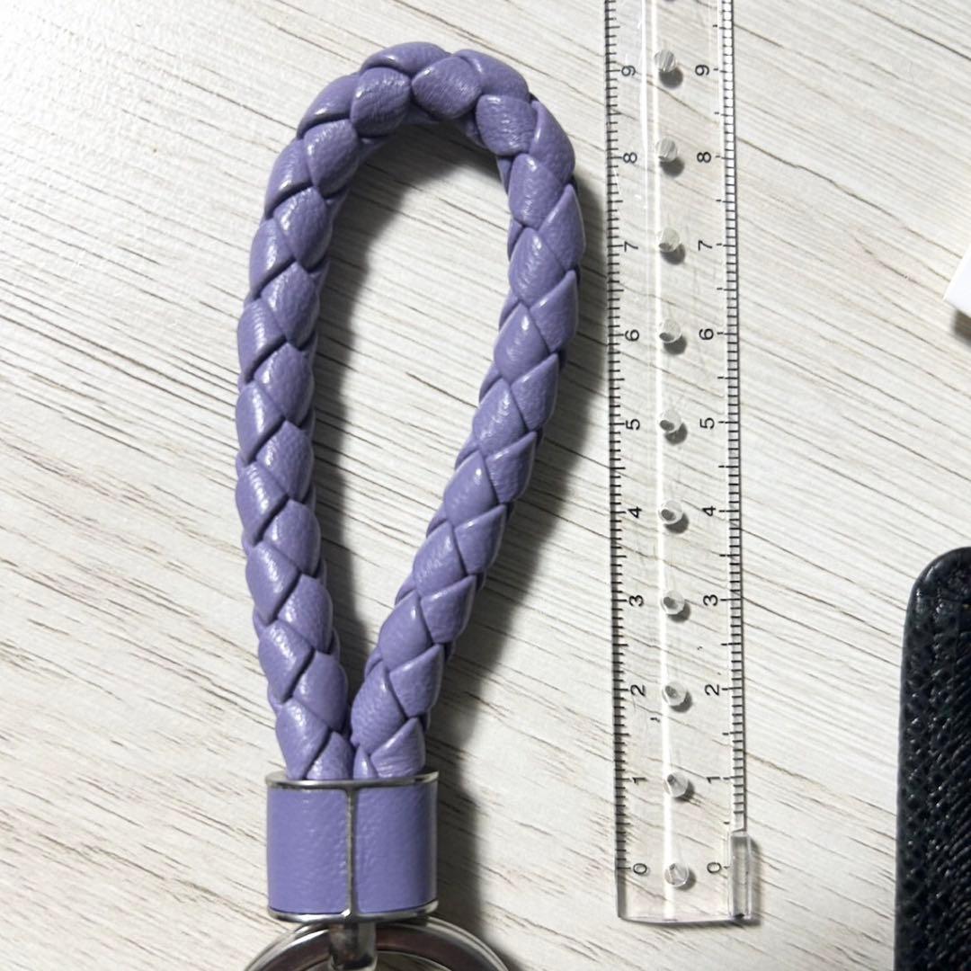 極美品 ボッテガヴェネタ イントレチャートリング キーホルダー レザー　パープル