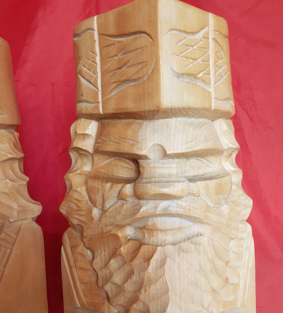 アイヌ　木彫り　夫婦人形