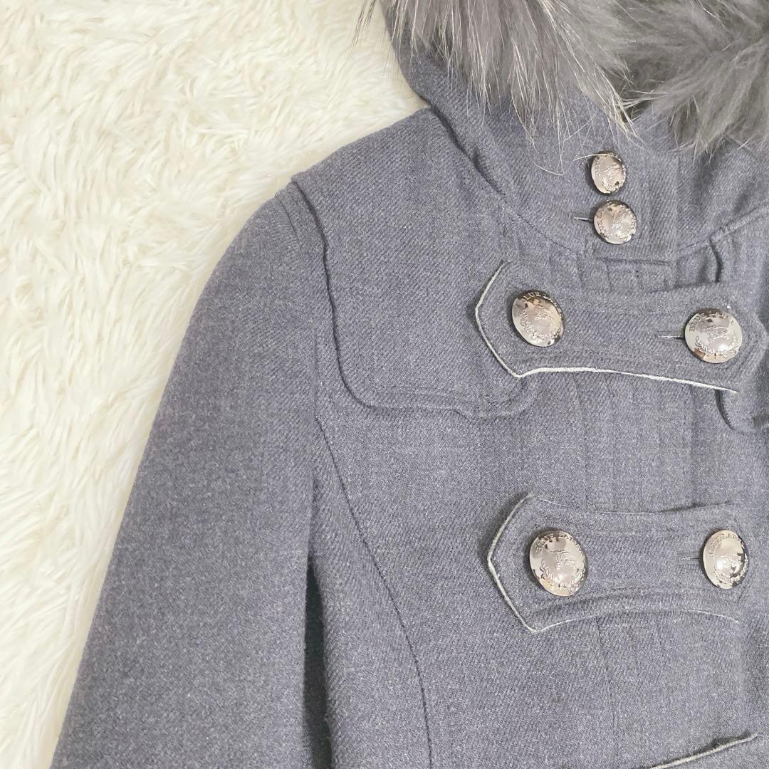 美品 バーバリーブルーレーベル ピーコート ナポレオン風ジャケット ラクーン