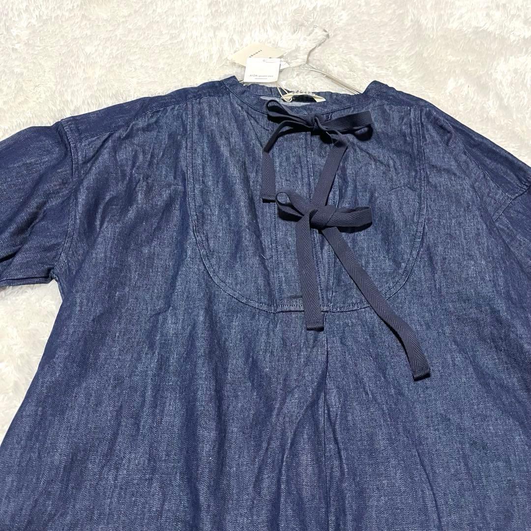 新品タグ付　tumugu ツムグ　インディゴ　オーガニック　ロングプルオーバー