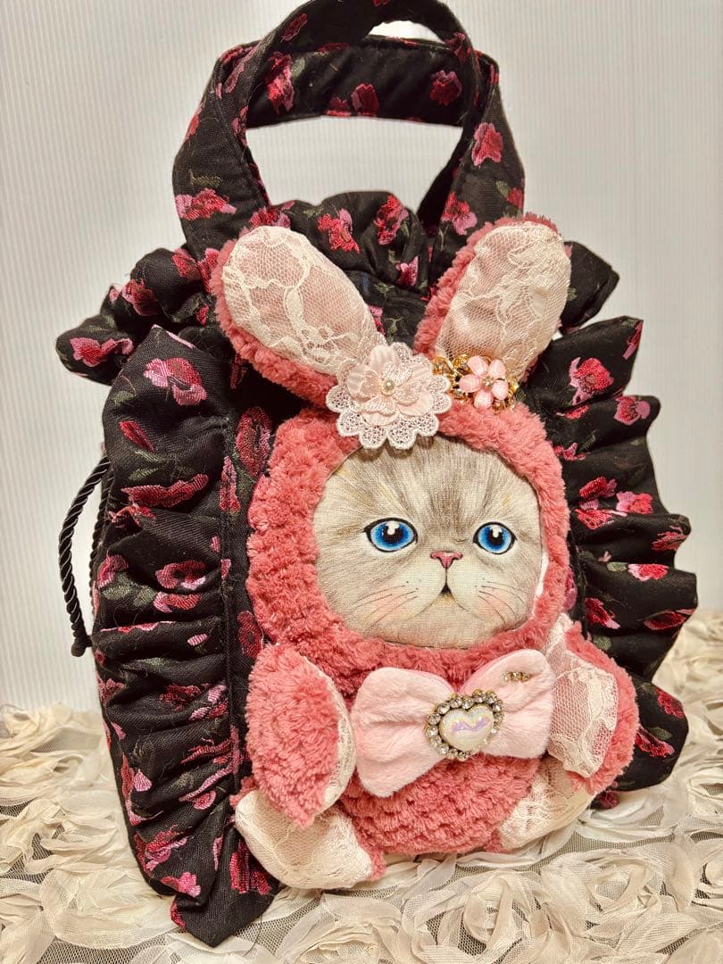 コヤンイサムチョン　モコモコフリルの大きめルミちゃん巾着バッグ