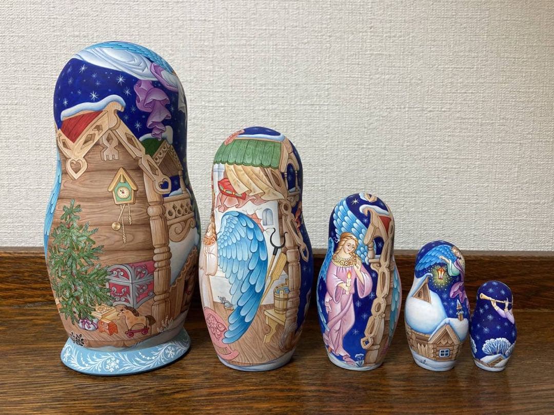 ロシア雑貨☆イコンマトリョーシカ クリスマス(5P)コブロフ工房