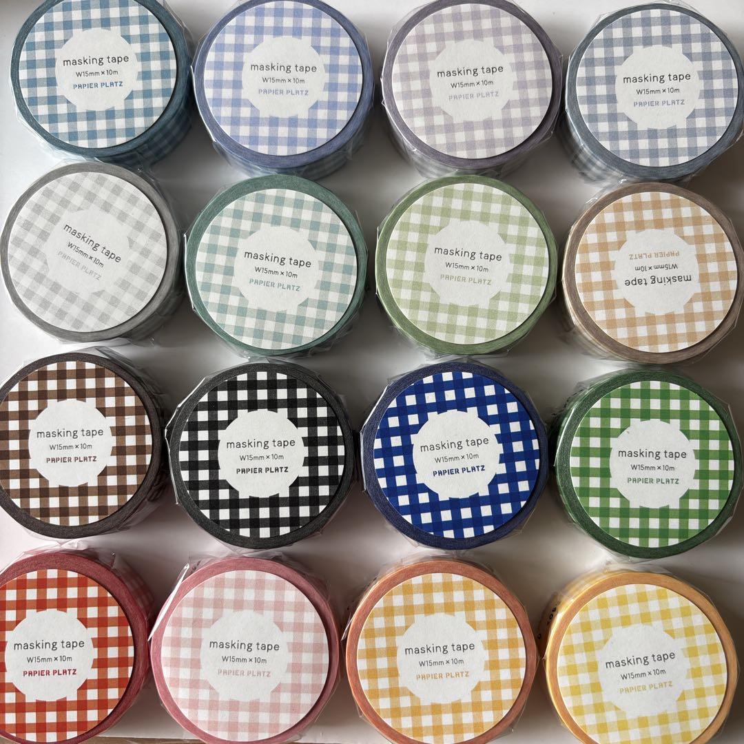 Ⓜ︎【バラ売り可】パピアプラッツ さん マスキングテープ チェック 16点