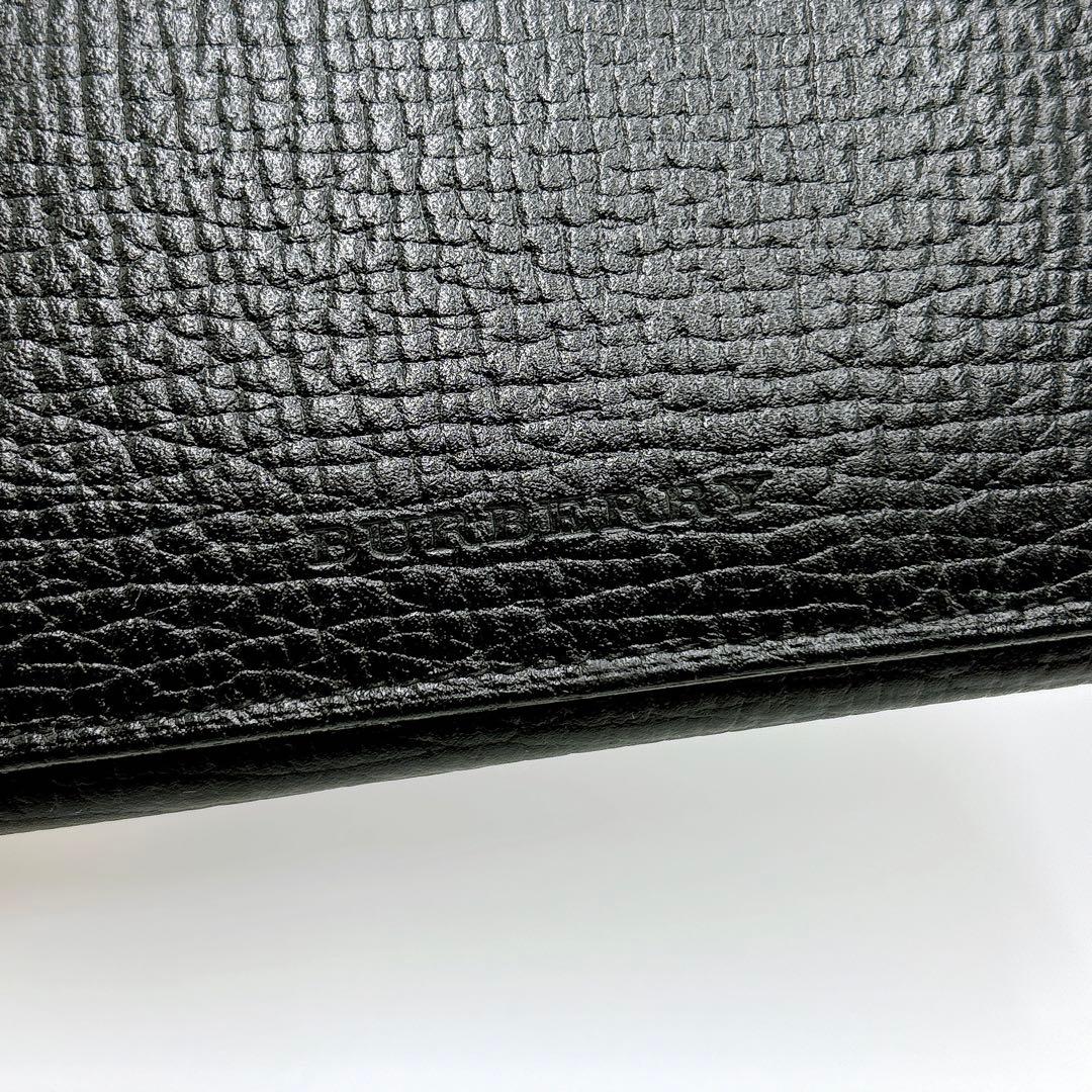 新品同様 ＊ BURBERRY バーバリー 型押し レザー 名刺入れ ブラック