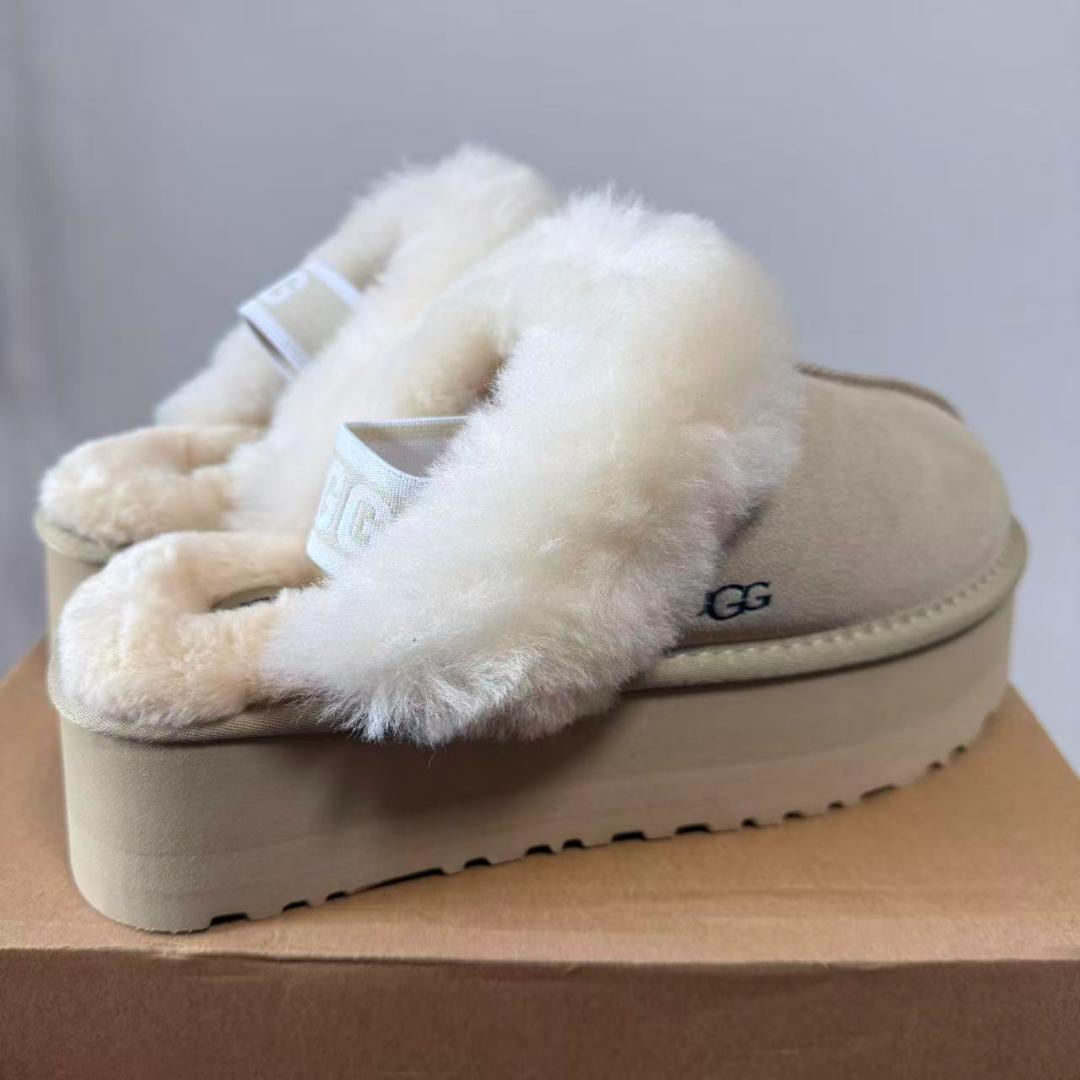 UGGファンケット レディース 厚底 ムートン サンダル グレー23.5cm