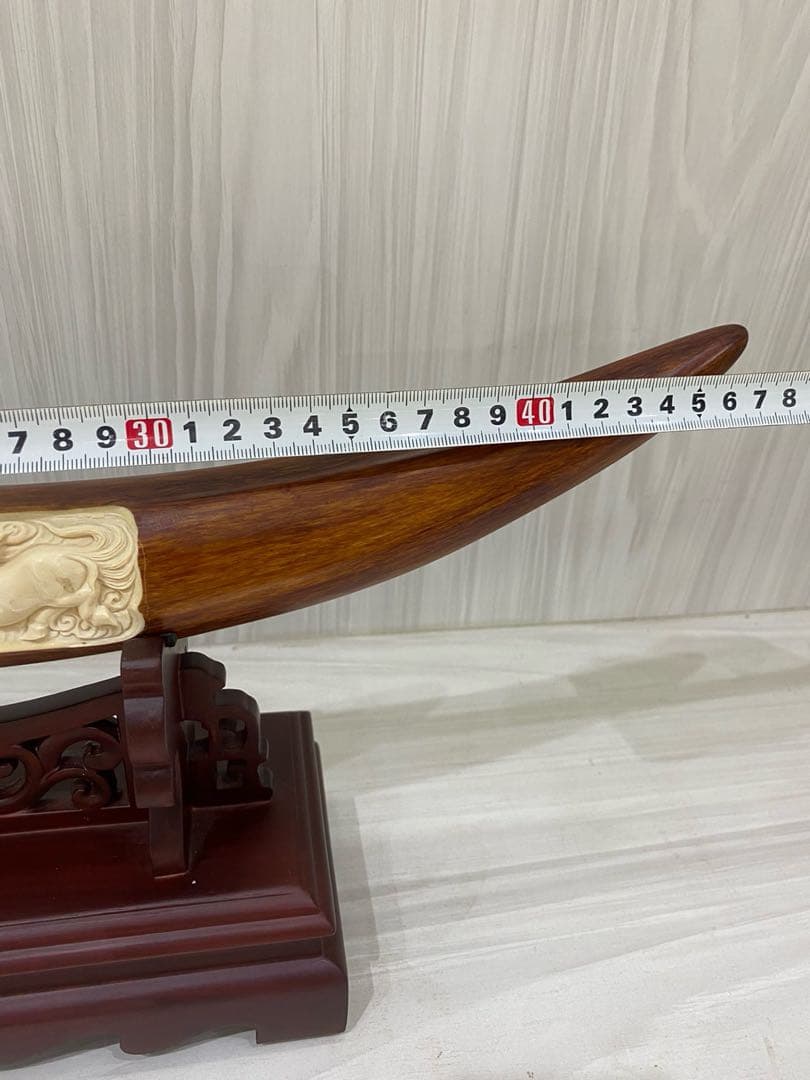 天然マンモス牙美しい手作り彫刻 龍馬精神 置物飾り